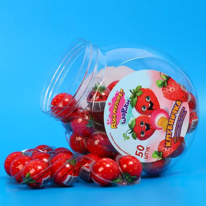 Жевательная резинка с кислой начинкой &laquo;Дуй пузырь! ШАРИКИ КЛУБНИЧКА&raquo;, 10 г