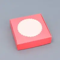 Подарочная коробка сборная с окном, розовый, 11.5&times;11.5&times;3 см