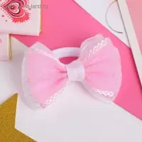 Резинка для волос &laquo;Аленушка&raquo;, клеточка, 6.5 см, розово-белая