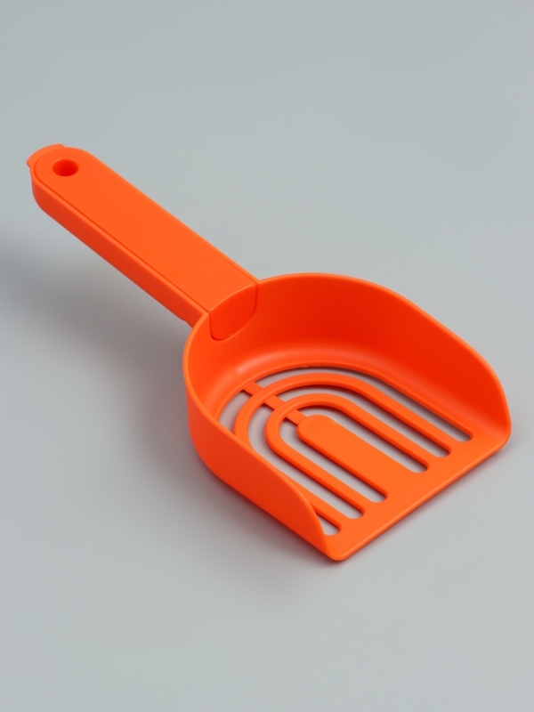 Совок для уборки за кошкой с подставкой, 22 х 7 х 6 см, бело-оранжевый