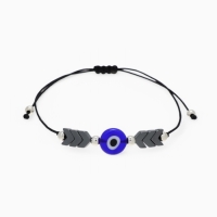 Браслет-оберег &laquo;Глазик&raquo; на нити, гематит, цвет чёрный в серебре