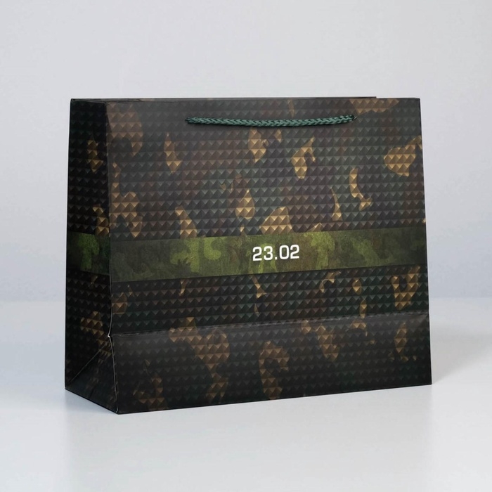 Пакет подарочный ламинированный горизонтальный, упаковка, &laquo;С 23 февраля&raquo;, ML 27 х 23 х 11.5 см