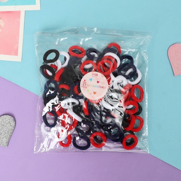 Резинка для волос "Махрушка" (набор 100 шт) классика, 2 см, микс