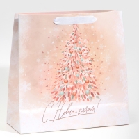 Пакет подарочный новогодний ламинированный квадратный &laquo;Pink&raquo;, 30 х 30 х 12 см, Новый год