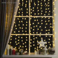 Гирлянда &laquo;Занавес&raquo; 2 &times; 1.5 м с насадками &laquo;Ёжики&raquo;, IP20, прозрачная нить, 360 LED, свечение тёплое белое, 8 режимов, 220 В