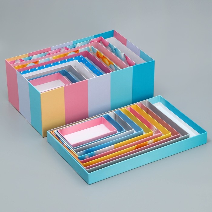 Набор коробок 10 в 1, упаковка подарочная, &laquo;Милые пожелания&raquo;, 12 х 7 х 4 - 32.5 х 20 х 12.5 см