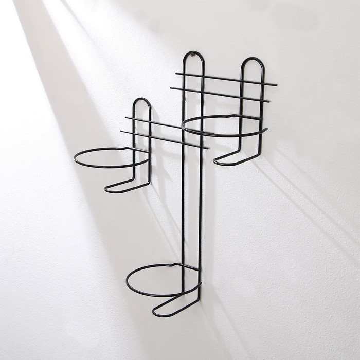 Подвес для кашпо настенный &laquo;Прямая-3&raquo;, d = 16 см, чёрный