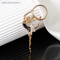 Брошь &laquo;Гимнастка&raquo; с хула-хупом, цвет чёрно-белый в золоте