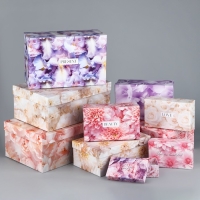 Набор коробок 10 в 1, упаковка подарочная, &laquo;Цветы&raquo;, 12 х 7 х 4 - 32.5 х 20 х 12.5 см