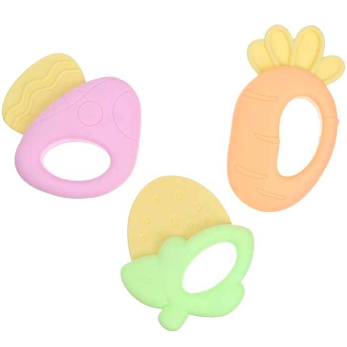Набор прорезывателей силиконовых &laquo;Малышу&raquo;, с погремушкой, 3 шт., Крошка Я