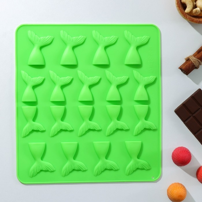 Форма для шоколада Доляна &laquo;Хвост&raquo;, силикон, 25&times;22,5&times;0,4 см, 18 ячеек (5,3&times;4 см), цвет МИКС
