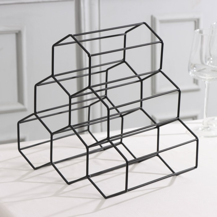 Подставка для бутылок Доляна &laquo;Соты&raquo;, 28,5&times;27,4&times;21 см, цвет чёрный