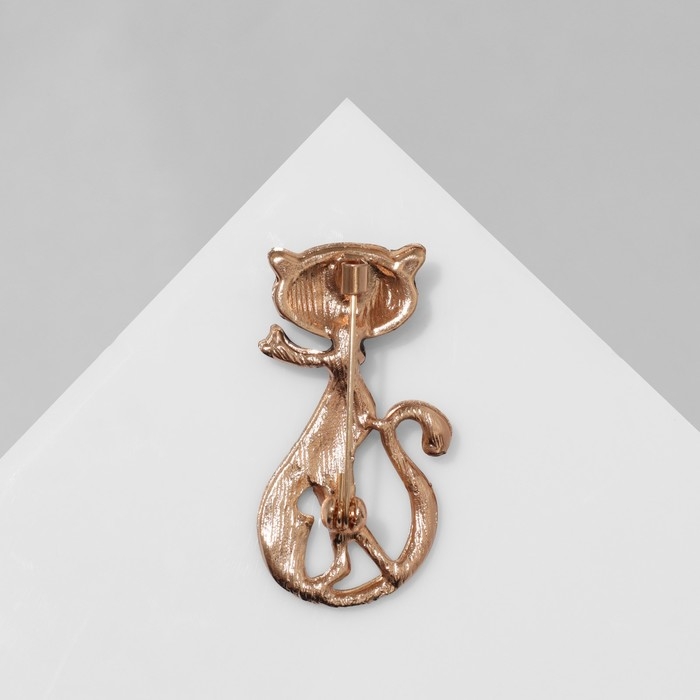 Брошь &laquo;Кошка&raquo; мур-мур, цвет чёрный в золоте