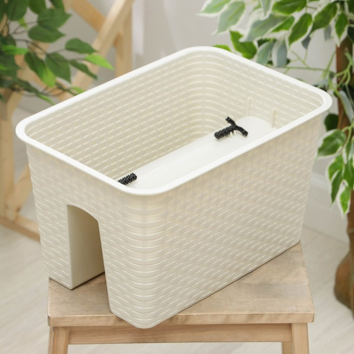 Кашпо на перила &laquo;Ротанг&raquo;, 12 л, цвет бежевый