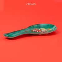 Подставка стеклянная под ложку Доляна &laquo;Счастливый Санта&raquo;, 21&times;7,5 см, цвет зелёный