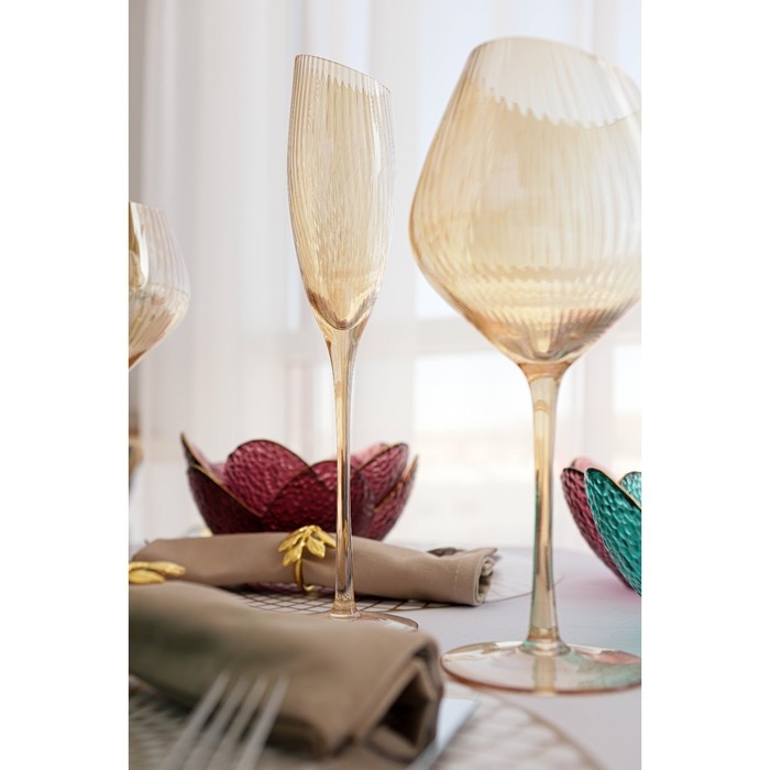 Набор бокалов для шампанского стеклянный Magistro &laquo;Иллюзия&raquo;, 180 мл, 5,5&times;27,5 см, 2 шт, цвет золотой