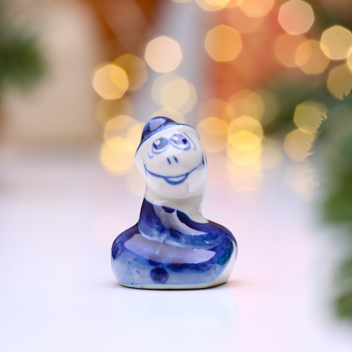 Новый год. Сувенир символ года "Змея Рио", гжель