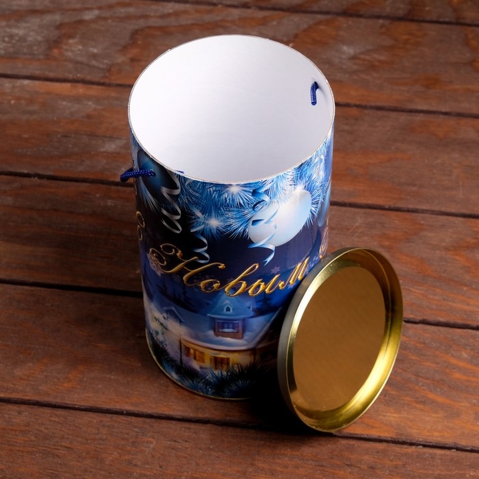 Новый год. Подарочная коробка, тубус &laquo;Рождественская деревня&raquo; 120 х 220 мм (200 мм внутр. высота).