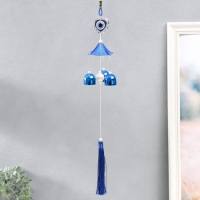 Музыка ветра металл "Сердечко" от сглаза с кисточкой 3 колокольчика 36 см