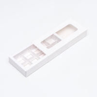 Коробка для 10 конфет, белая, 9,8 х 22 х 3,5 см. Кондитерская упаковка