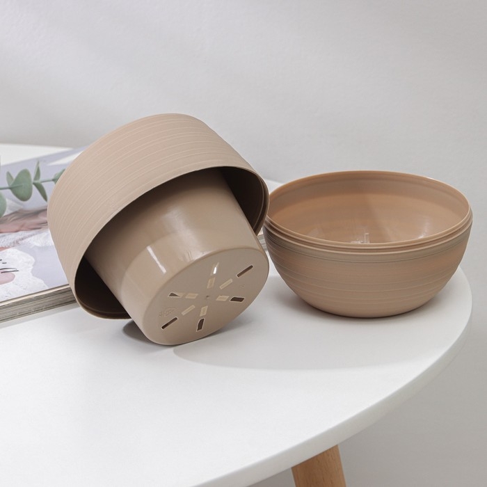 Горшок &laquo;Дуэт&raquo;, 500 мл, цвет кофе с молоком