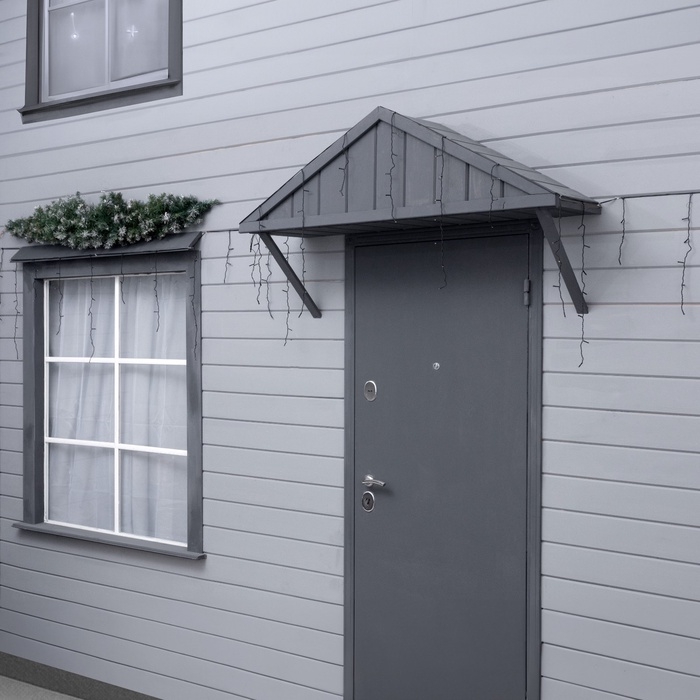 Гирлянда &laquo;Бахрома&raquo; 12 &times; 0.7 м, IP44, УМС, тёмная нить, 240 LED, свечение белое, 220 В