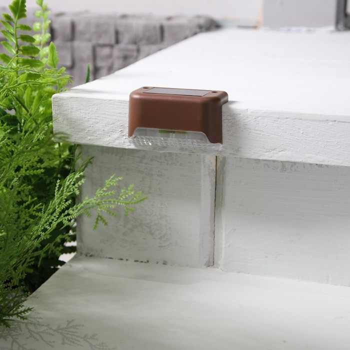 Садовый светильник на солнечной батарее, 8 &times; 4.5 &times; 4.5 см, 1 LED, свечение тёплое белое, коричневый