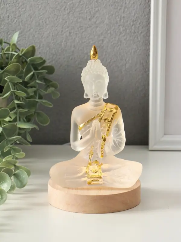 Сувенир полистоун свет "Будда Анджали Мудра - молитва" прозрачный 10х10х17,5 см