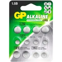 Батарейка алкалиновая GP, ACM02F-12BL(А76  по 4 шт.;164,186,189 192-по 2 шт.); 1.5В,12 шт.