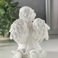 Сувенир полистоун свет "Белоснежный ангел с двухъярусным тортом" 7,7х8,5х11,5 см