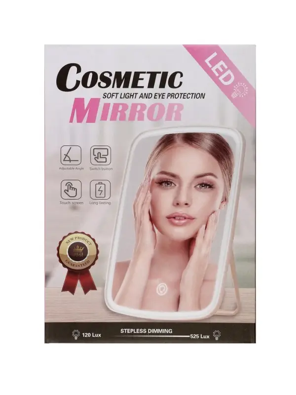 Зеркало KZ-12, подсветка, настольное, 42 диода, USB, 3 режима свечения