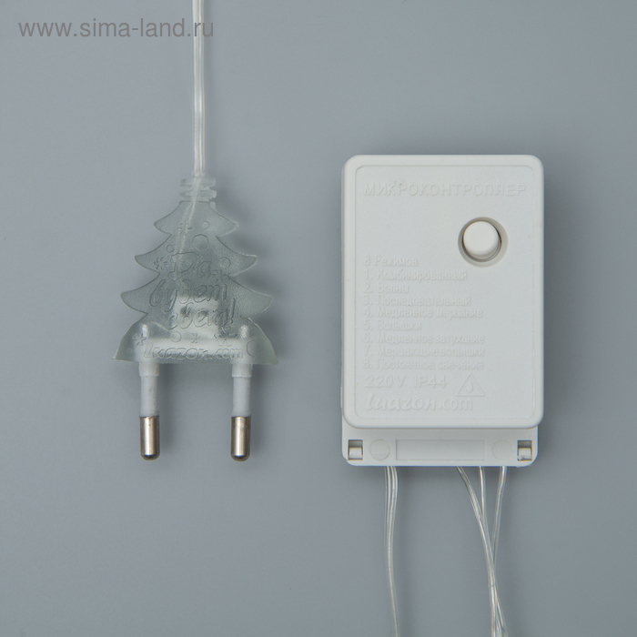 Гирлянда &laquo;Нить&raquo; 4 м с насадками &laquo;Шарик сетка&raquo;, IP20, прозрачная нить, 20 LED, свечение белое, 8 режимов, 220 В