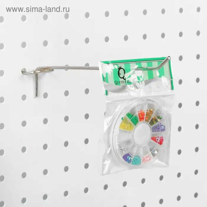 Крючок одинарный для металлической перфорированной панели, d=3.5 мм, L=20 см, цвет хром