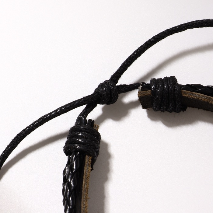 Браслет кожа &laquo;Стиль&raquo; сердце, цвет чёрно-красный, d=7 см