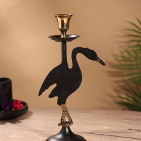 Подсвечник на 1 свечу "Дикая природа" латунь, черный с золотом  12х7,5х23,5 см