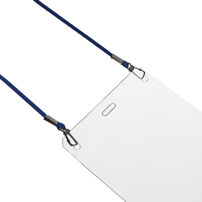 Бейдж вертикальный, внешний 153х105 мм, внутренний 123х95 мм, на синем шнурке 40см
