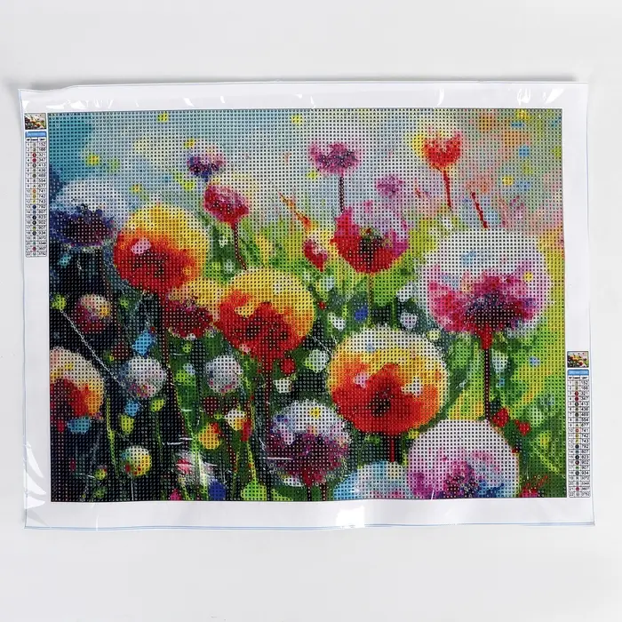 Алмазная вышивка полное заполнение "Полевые цветы", 30*40 см, на холсте