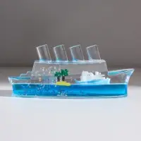 Корабль в жидкости, антистресс, подставка "Лайнер" 15 см