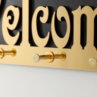 Крючки декоративные дерево "Добро пожаловать" чёрный, зеркальный 3,1х34х14,4 см