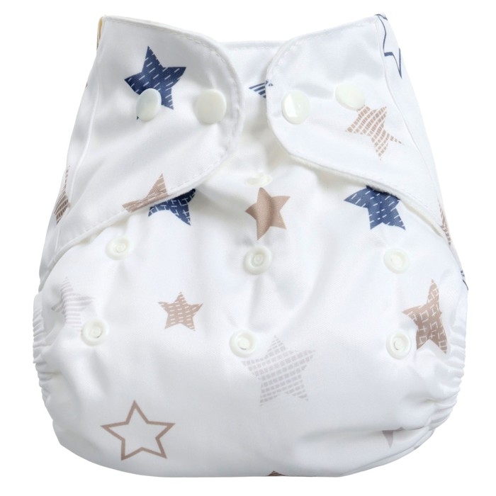 Многоразовый подгузник &laquo;Звезды&raquo;, 3-15 кг, цвет белый, Крошка Я