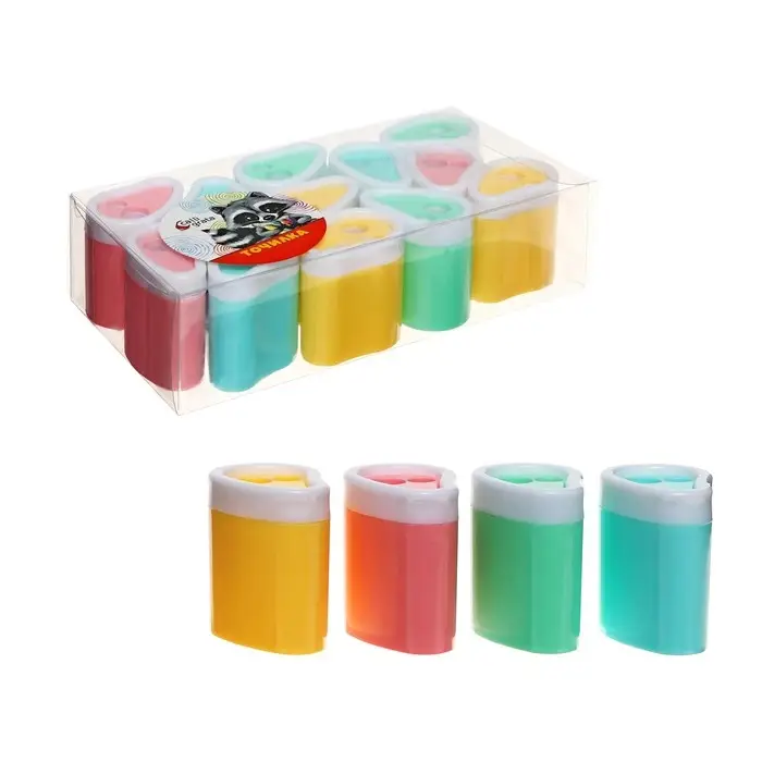 Точилка двойная &laquo;Пастель&raquo;, с контейнером, МИКС