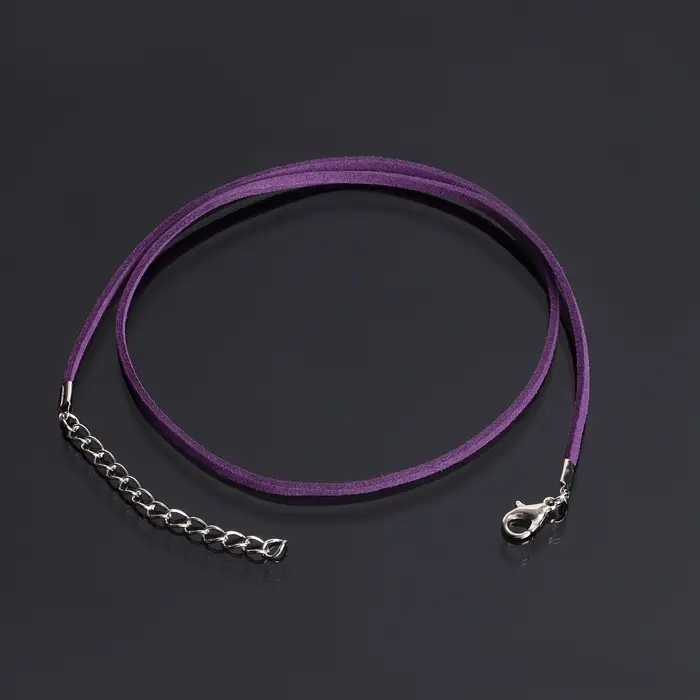 Шнурок из искусственной замши с замком, 45 см + удлинитель, фиолетовый