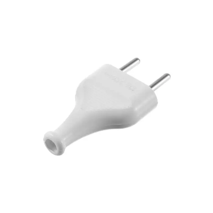 Вилка прямая, 10А, без з/к, 220 В, белая, розничная упаковка