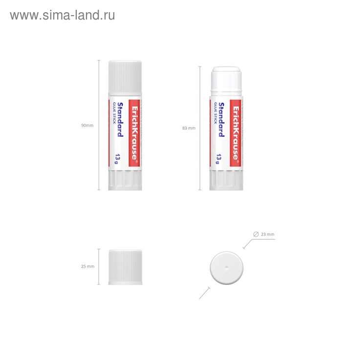 Клей-карандаш ErichKrause Standard, 13 г. быстрое склеивание