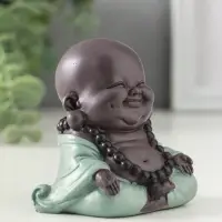 Сувенир полистоун "Маленький будда - Абхайя-мудра" зелёно-коричневый 8х6х6 см