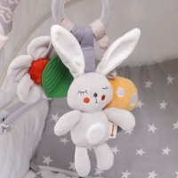 Подвеска - погремушка &laquo;Зайка Бонни&raquo;, прорез, пищалка, шуршалка, на кроватку, коляску, Крошка Я