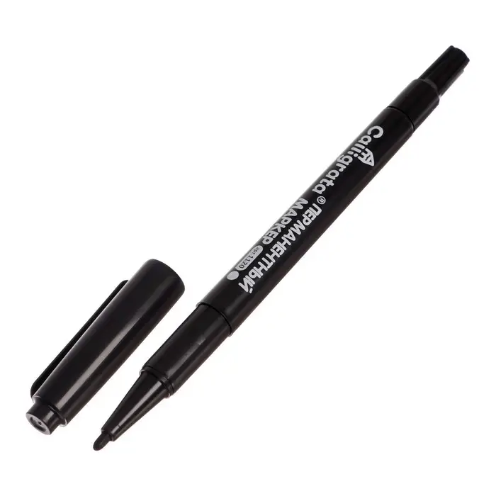 Маркер перманентный Calligrata, двухсторонний, круглый, 2 мм/0.7 мм, чёрный