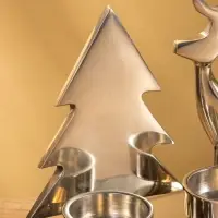 Подсвечник на 4 свечи "Рудольф и ёлки" алюминий 30х9х15 см