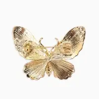 Брошь "Бабочка" матовая, в жилки, цвет чёрный в золоте