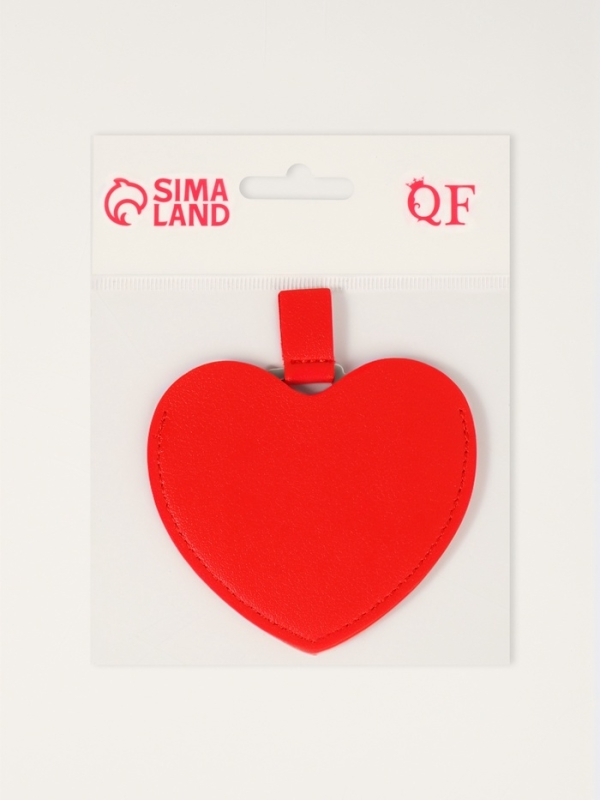 Зеркало  сердце (1) б/увел 8,4*9,5см/7,5*9см кожзам/акрил крас пакет QF